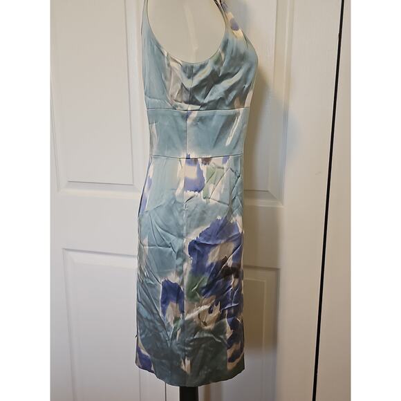 NWT Ann Taylor Silk Halter Dress Womens 4 Petite Watercolor Blue Green Wedding - Picture 4 of 16